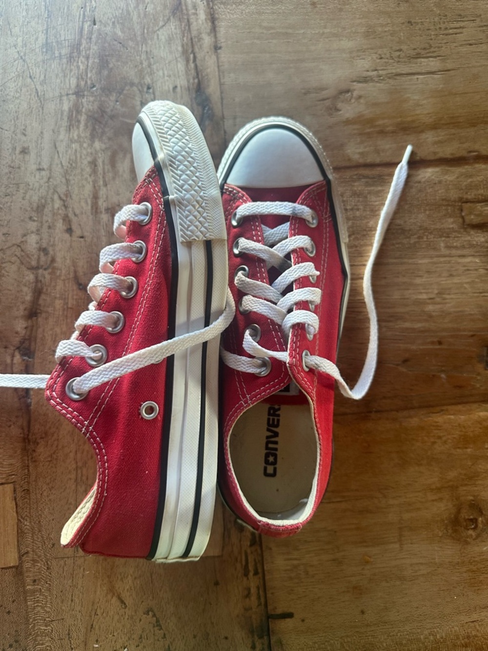 Converse Kids Low Top Canvas Sneakers in Red and White